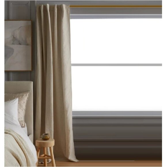 Quince Flax European Linen Curtain Panel Blackout 48x96" Room Darkening - Single - Picture 1 of 6